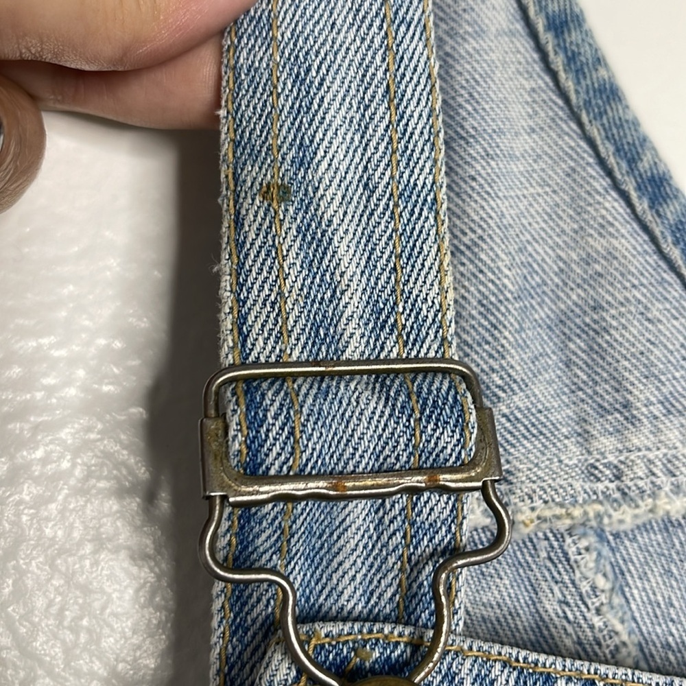 80’s Vintage Guess Jeans Denim Bib Skirt Overalls Frayed Hem Size 4 - Picture 4 of 9
